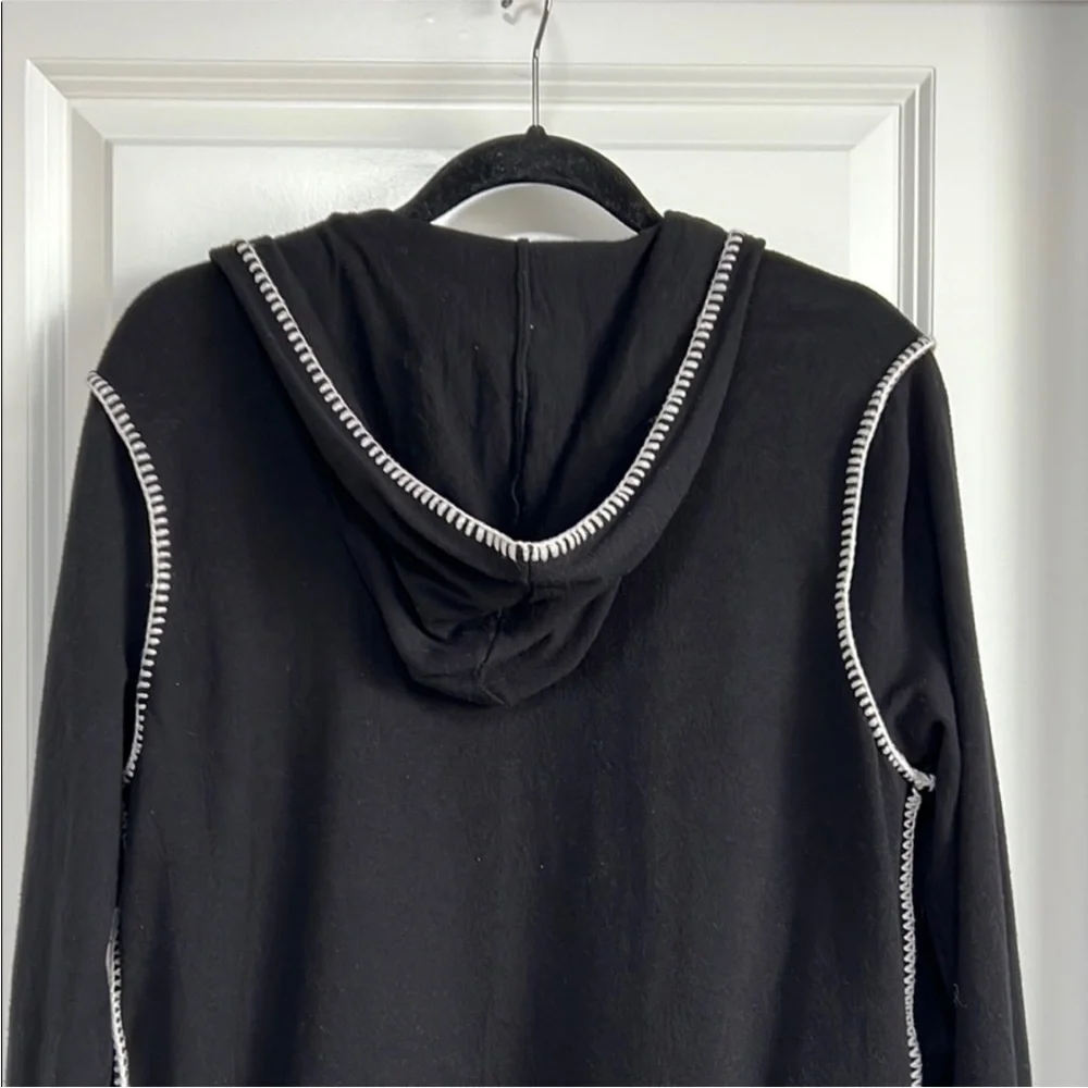 Cardigan Sweater Hooded Open Front Black Womens - Picture 4 of 7